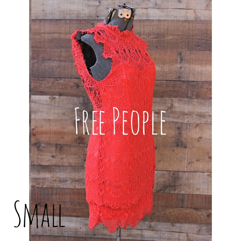 SOLD HPFree People Orange Lace Dress Small NEW - Picture 1 of 7